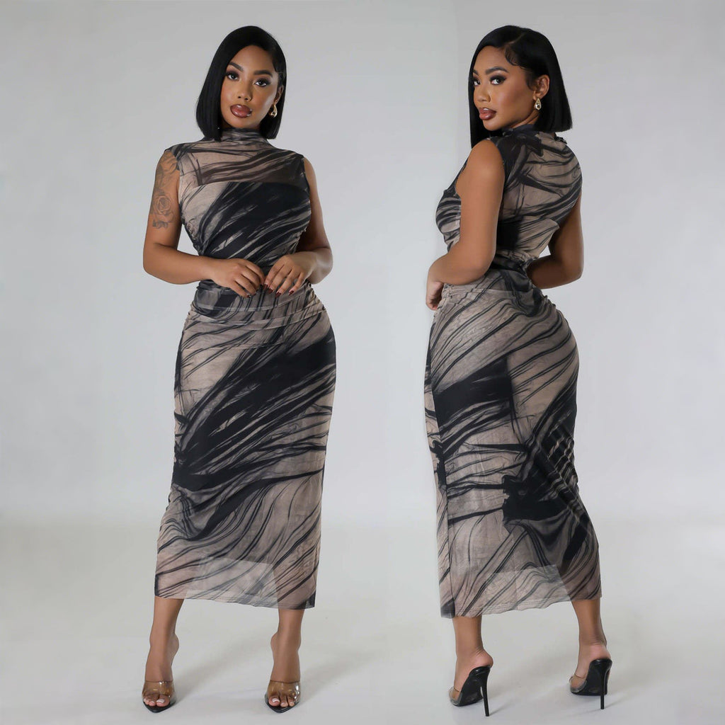Fashionable Elegant Sleeveless Mesh Maxi Dress for Women