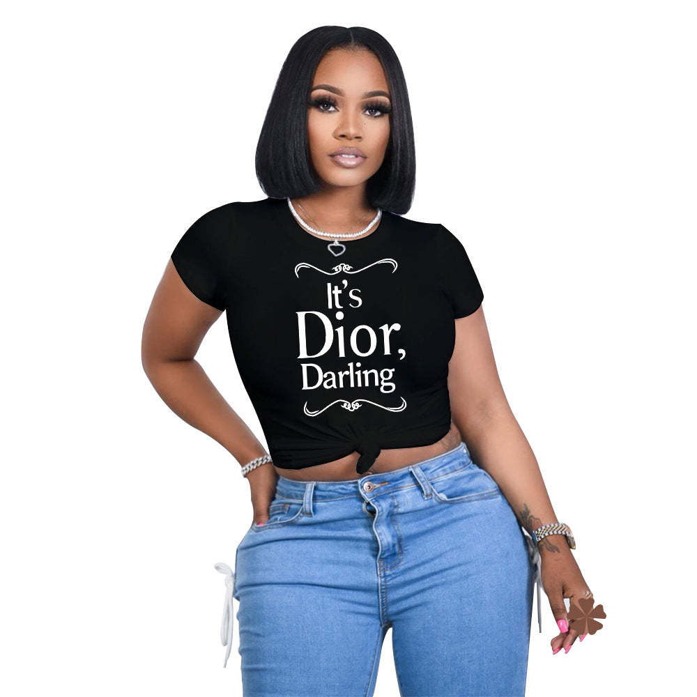 Summer Women's T-Shirt with Letter Print Casual Fashion Top