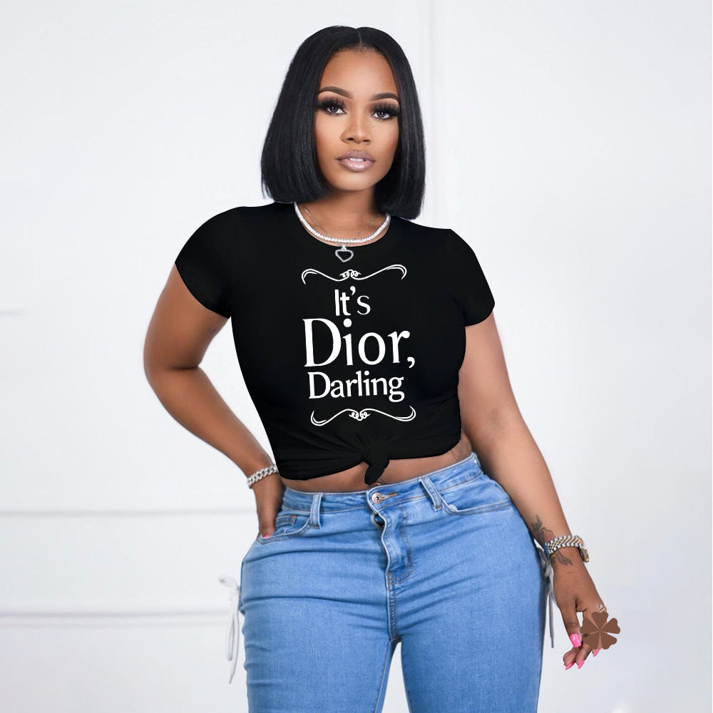 Summer Women's T-Shirt with Letter Print Casual Fashion Top