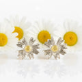 Daisy Flower Earrings, Gold-Plated Sterling Silver Jewelry, Handmade Jewelry, Gift for Her, Jewelry for Women